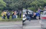 Hinchas de Millonarios golpean a hincha del Santa Fe en medio de Autopista Norte