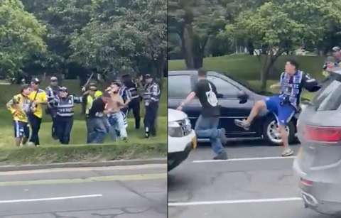 Hinchas de Millonarios golpean a hincha del Santa Fe en medio de Autopista Norte