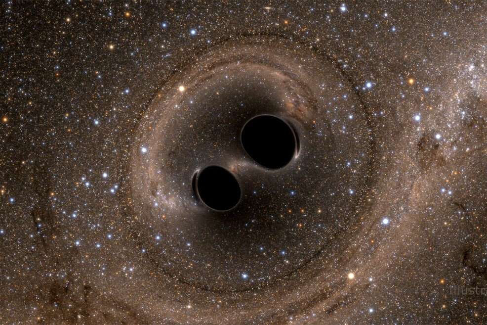 Recreación de la colisión entre dos agujeros negros.  / Nasa