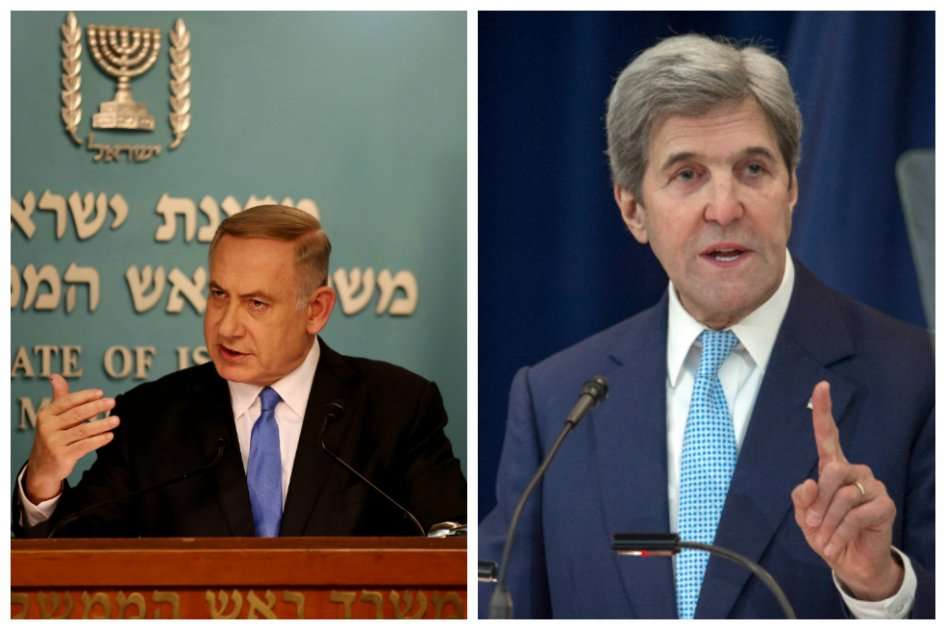 Benjamín Netanyahu (izquierda) y John Kerry hablaron desde Jerusalén y Washington, respectivamente, sobre el conflicto entre Israel y Palestina. / AFP