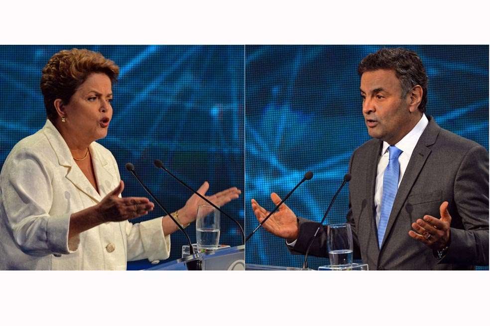 La presidenta Dilma Rousseff y su rival, Aécio Neves.  / AFP
