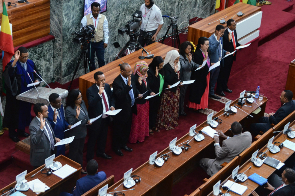El nuevo gabinete juró hoy ante la Cámara de Representantes del Pueblo (Cámara Baja) en Adís Abeba, Etiopía. / AFP