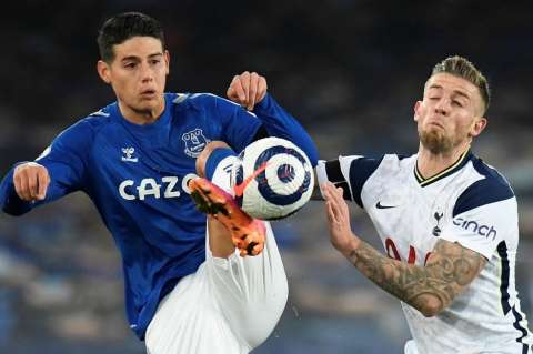 Con James y sin Dávinson, Everton y Tottenham empataron en la Premier