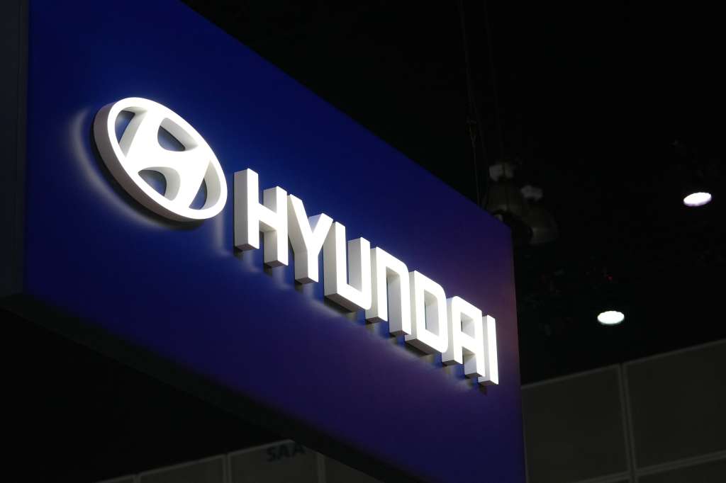 Los Angeles (United States), 16/11/2023.- Hyundai signage is seen during AutoMobility LA at the LA Convention Center in Los Angeles, California, USA, 16 November 2023. The automotive and technology industries meet annually to unveil the latest vehicles, marking their global or North American debut at AutoMobility LA. EFE/EPA/ALLISON DINNER