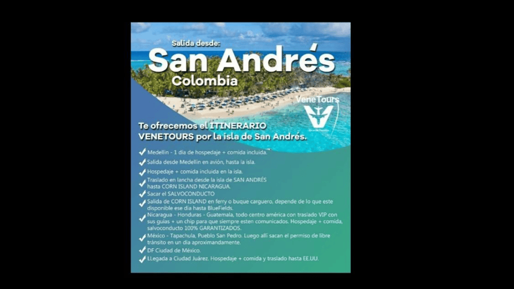 Publicidad de Venetours, registrado hasta el año pasado en la Cámara de Comercio de La Guajira como "Venetours Uniendo Familias SAS".