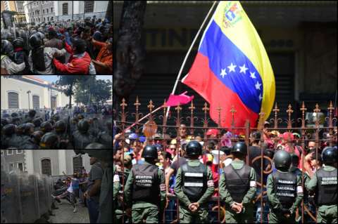 Imágenes del choque entre chavistas y opositores frente al Congreso de Venezuela
