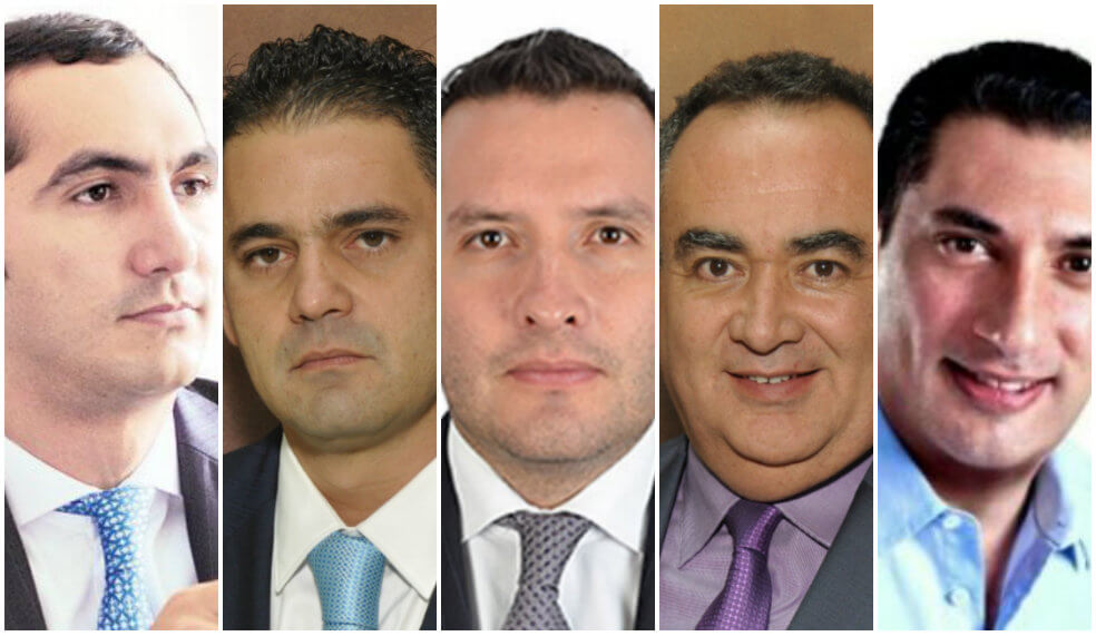 De izquierda a derecha: David Barguil, Alfredo Ape Cuello, Jaime Felipe Lozada ( todos del Partido Conservador), Cristóbal Rodríguez (la U), y Luis Fernando Diázgranados (Cambio Radical). / Archivo El Espectador