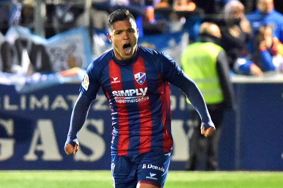Juan Camilo 'Cucho' Hernández, jugador del Huesca. / EFE