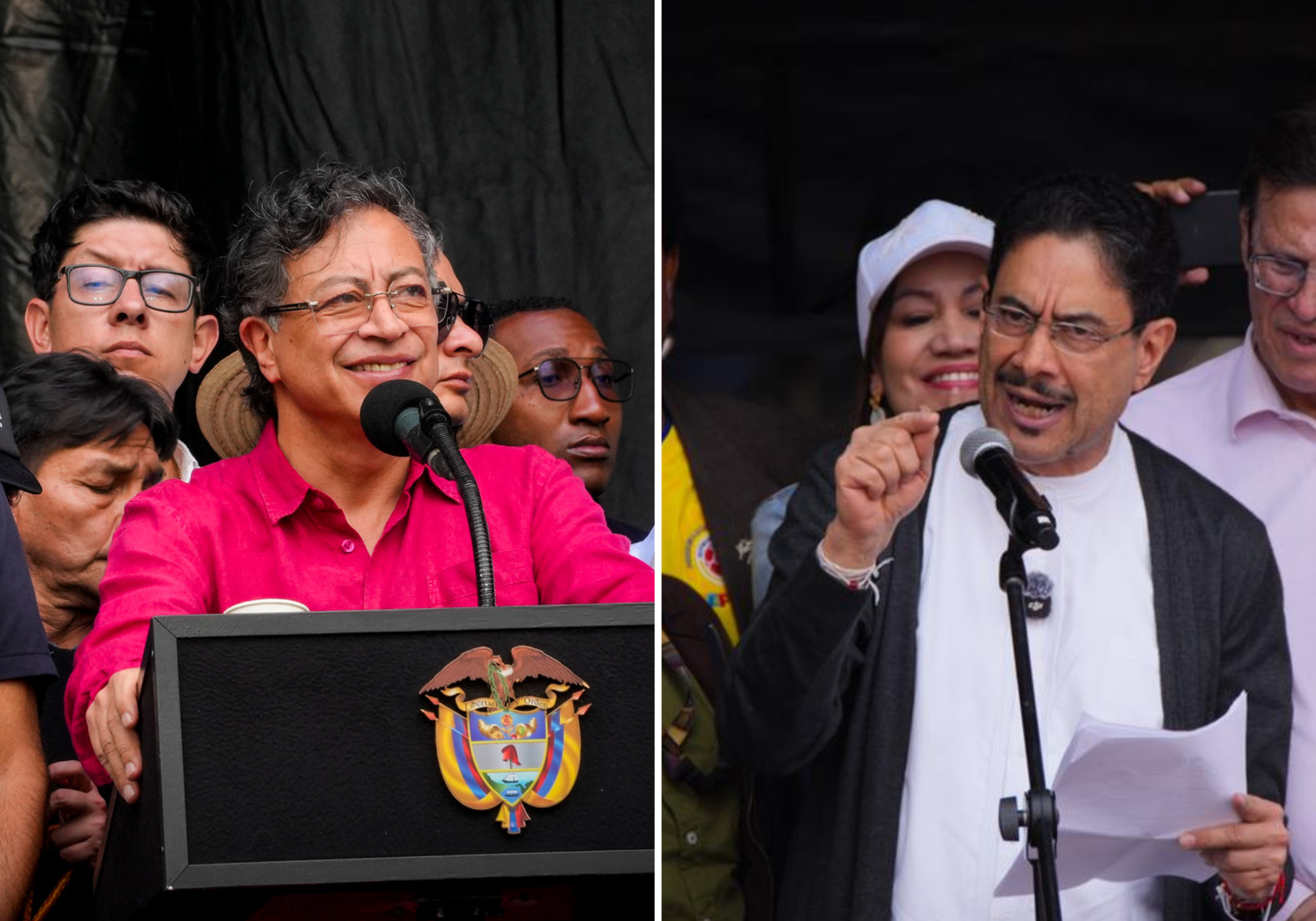 Presidente Gustavo Petro y candidato Iván Cepeda durante sus discursos del 1° de mayo.