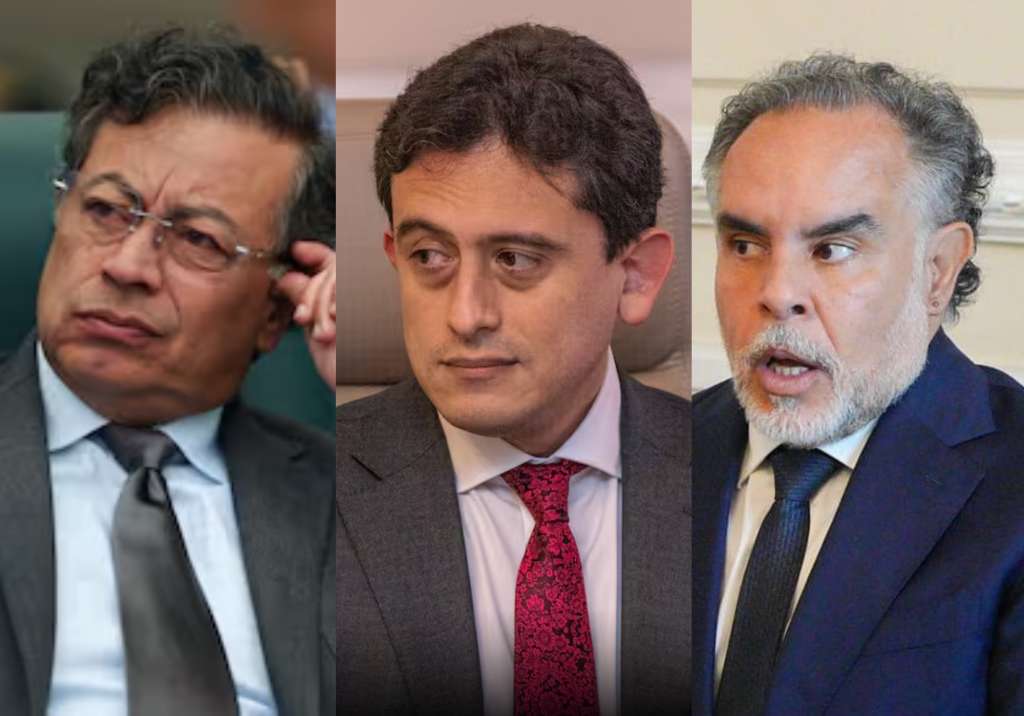 Presidente Gustavo Petro, ex mincomercio Luis Fernando Reyes y ministro del Interior Armando Benedetti.