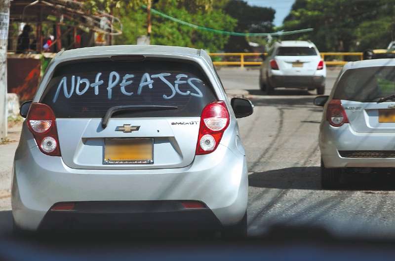 “No más peajes” es la movilización ciudadana en Cartagena que rechaza el cobro de peajes. / Óscar Güesguán