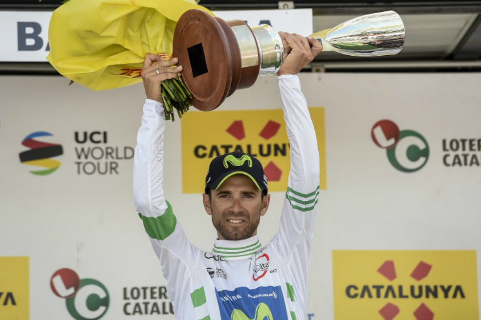 El español Alejandro Valverde, de Movistar, nuevo campeón de la Vuelta a Cataluña. / AFP