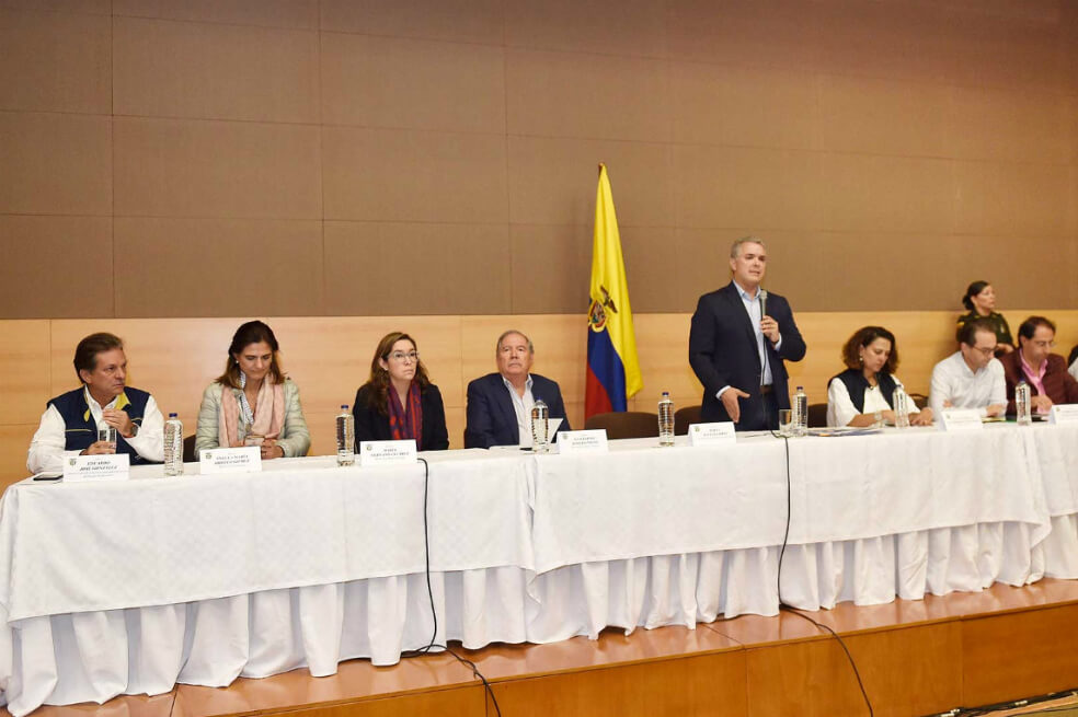 El presidente Iván Duque lideró el ‘Diálogo para la Convivencia y Seguridad Regional’, que se llevó a cabo en el Puesto de Mando Unificado de la Casa de La Moneda, en el centro histórico de Popayán. / Presidencia