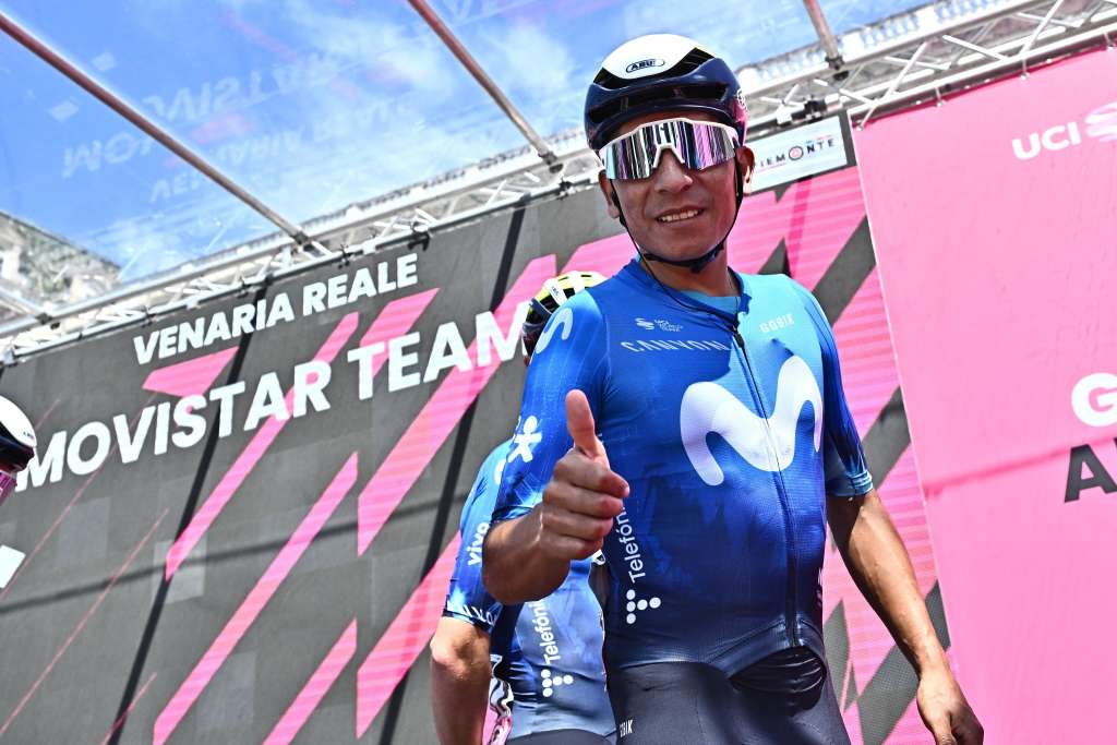 Venaria Reale (Italy), 04/05/2024.- Colombian rider Nairo Quintana of Movistar Team signs in before the first stage of the Giro d'Italia 2024, a 143km cycling race from Venaria Reale to Turin, Italy, 04 May 2024. (Ciclismo, Italia) EFE/EPA/LUCA ZENNARO