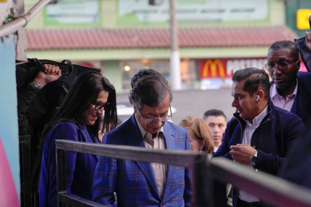 Presidente saliente, Gustavo Petro, en su último discurso en Soacha.