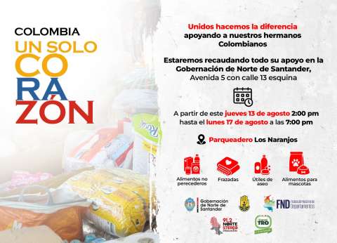 Norte de Santander activa centro de acopio para apoyar a damnificados por terremoto