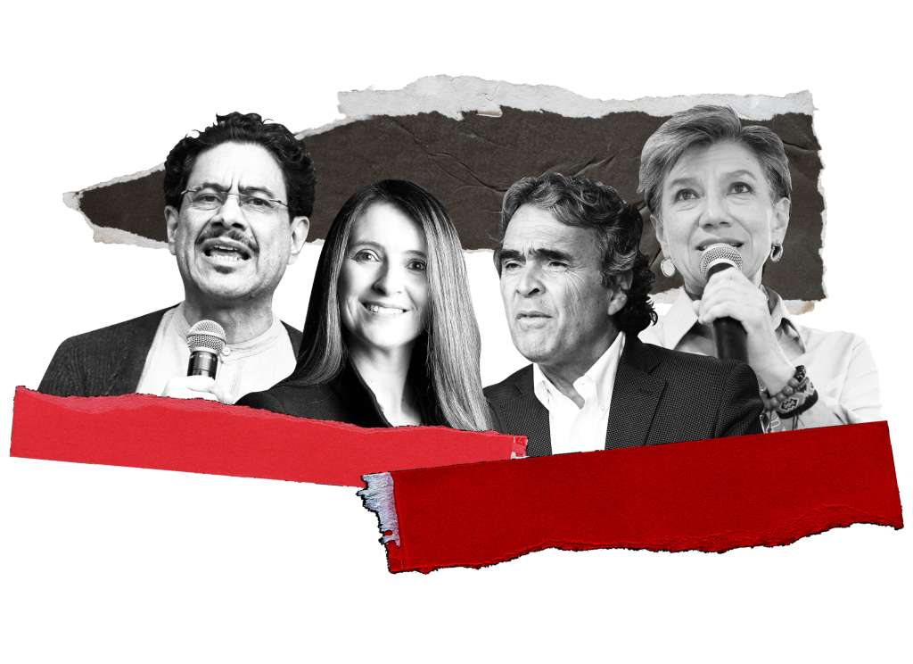 Iván Cepeda, Paloma Valencia, Sergio Fajardo y Claudia López, candidatos y candidatas a la presidencia.