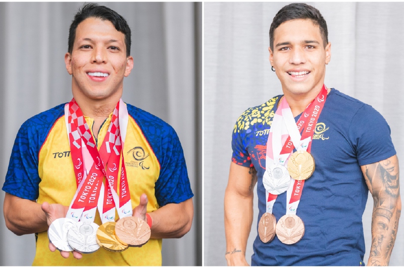 Nelson Crispín y Carlos Daniel Serrano ganaron cuatro medallas en Tokio 2020 y completaron siete cada uno en Juegos Paralímpicos. / Mindeporte