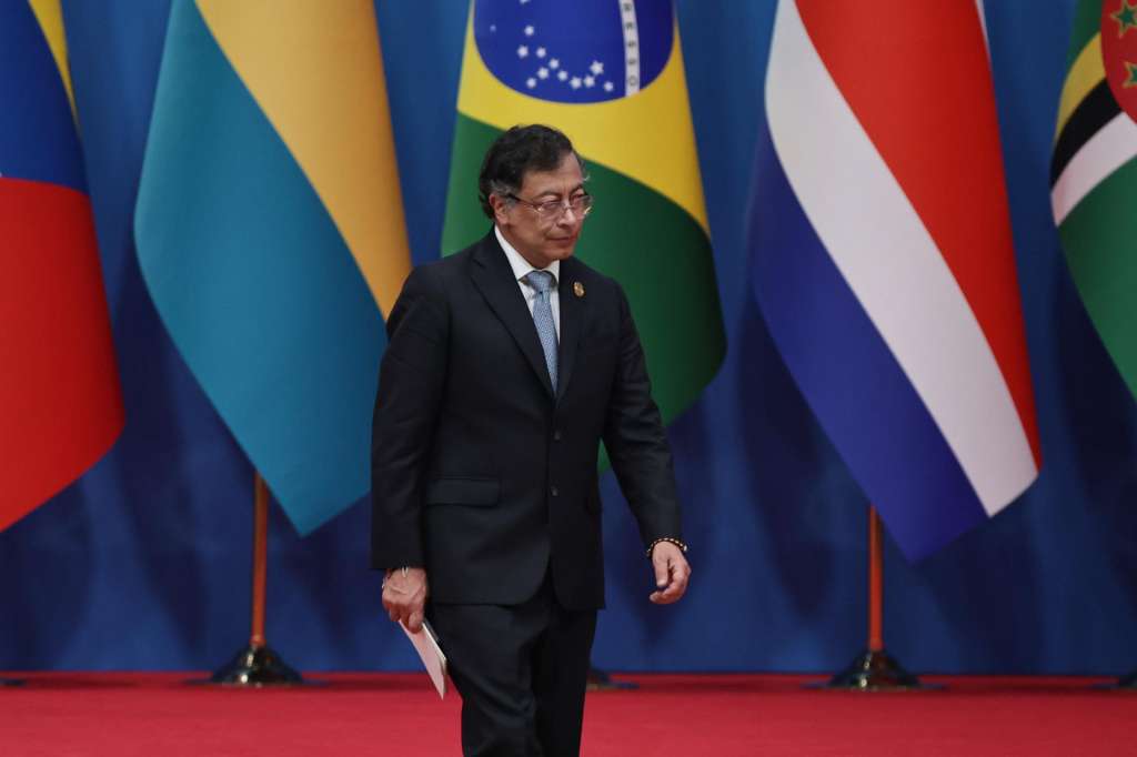 Beijing (China), 13/05/2025.- Colombian President Gustavo Petro walks after his speech during the opening ceremony of the Fourth Ministerial meeting of the Forum of China and the Community of Latin American and Caribbean (CELAC) countries in Beijing, China, 13 May 2025. EFE/EPA/ANDRES MARTINEZ CASARES