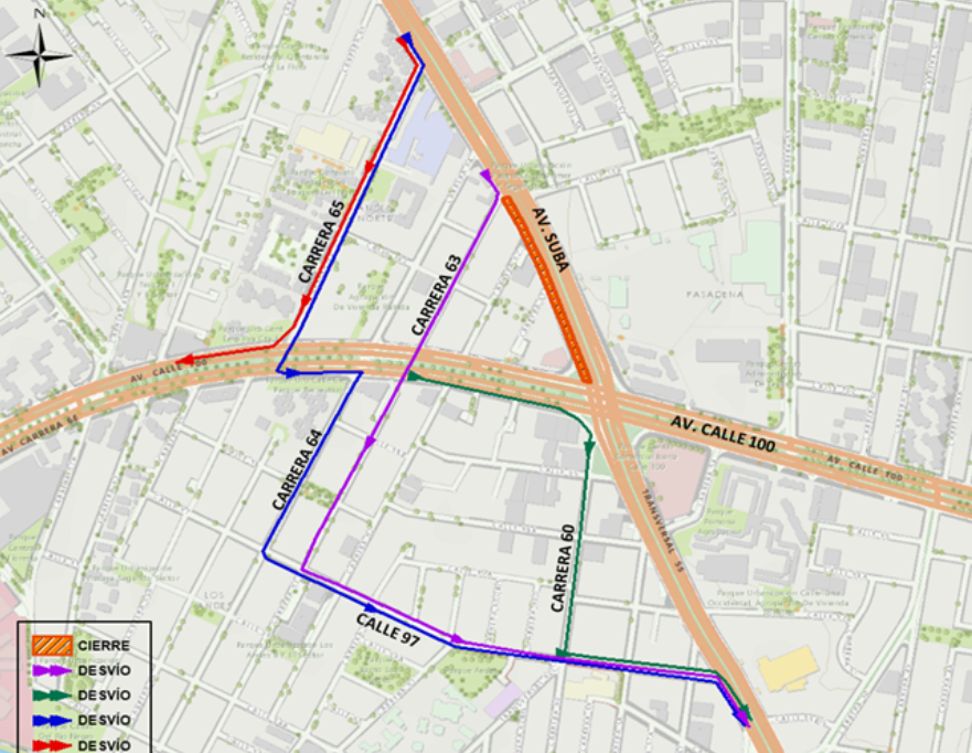 ¡Prográmese! Habrá cierre total del acceso norte de la Av. Suba con Av. Calle 100.