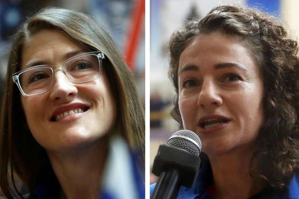 Las astronautas Christina Koch (izquierda) y Jessica Meir (derecha).
