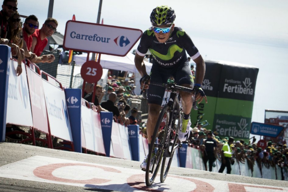 Nairo Quintana a la llegada de la tercera etapa de la Vuelta a España. Foto: AFP