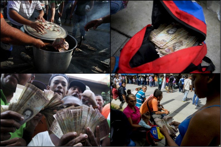 Imágenes: venezolanos “encartados” con billetes de 100 protestan por la falta de bolívares
