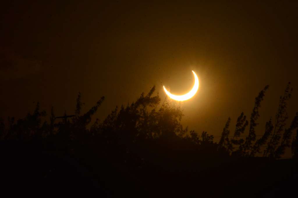 AME7152. PARNAMIRIM (BRASIL), 14/10/2023.- Vista hoy del eclipse solar anular desde el Centro de Lanzamiento de Barreira do Inferno, en la ciudad de Parnamirim, estado de Rio Grande do Norte (Brasil). EFE/Ney Douglas