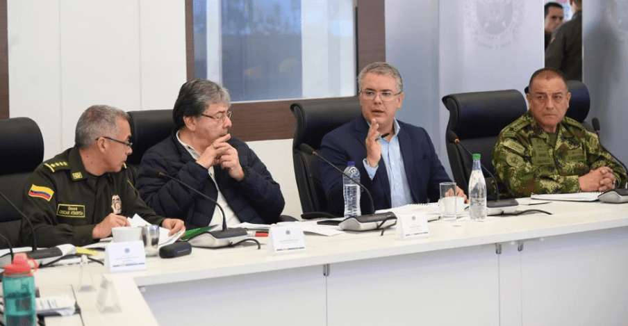 Este lunes, el presidente lideró una reunión en el Puesto de Mando Unificado en Bogotá. / Presidencia