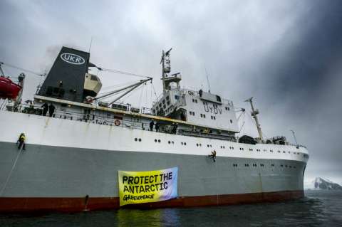 Activistas de Greenpeace se enfrentaron con un buque ucraniano en la Antártida