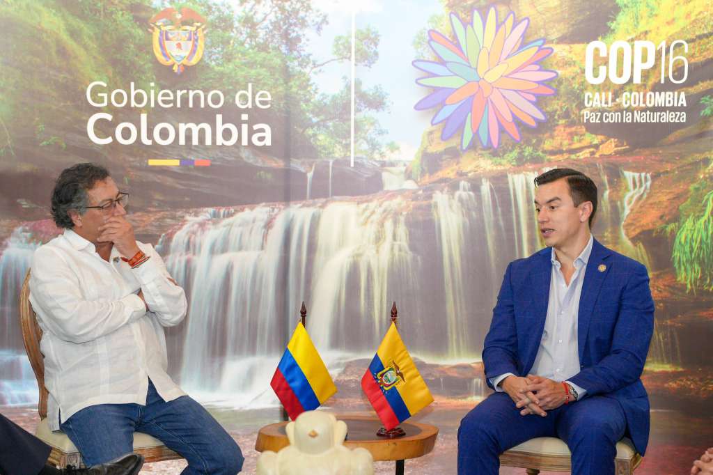 Presidente Gustavo Petro y su homólogo de Ecuador, Daniel Noboa.