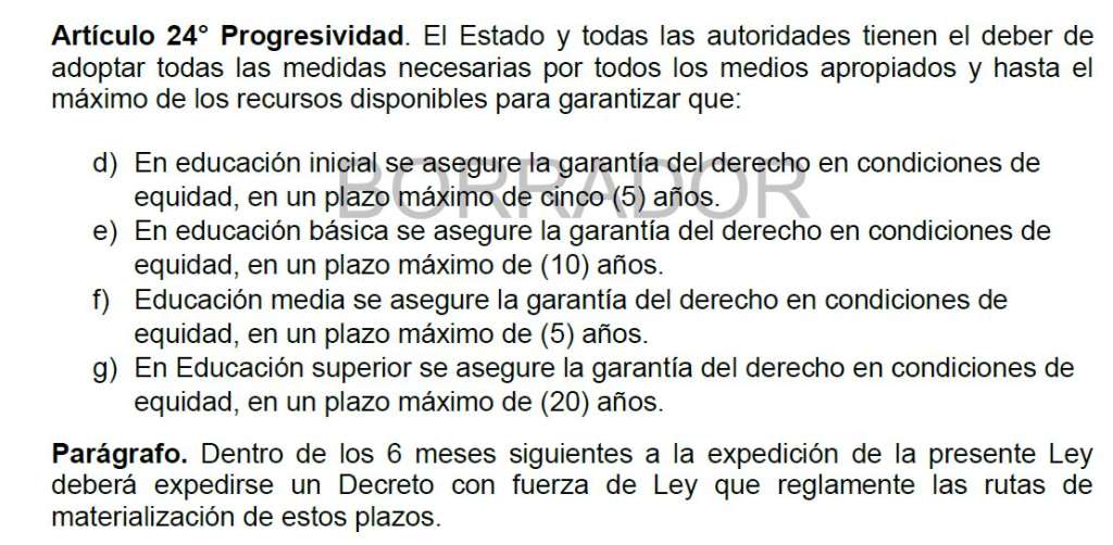 Estos son los plazos que plantea la Ley Estatutaria.