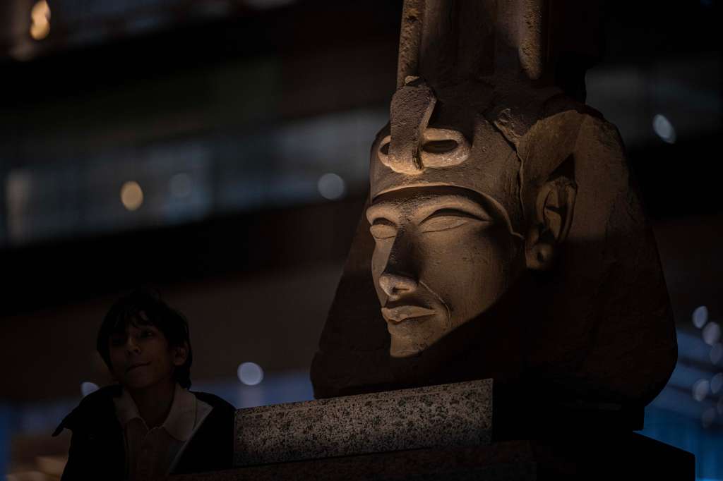 A visitor tours the Grand Egyptian Museum, in Giza on the southwestern outskirts of the capital Cairo on February 7, 2025, set to open fully on July 3, following a partial opening in October.