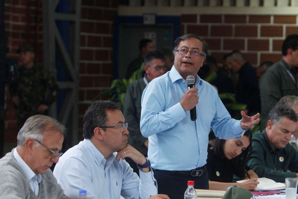 ITU400 ITUANGO (COLOMBIA), 27/08/2022.- El presidente de Colombia Gustavo Petro habla hoy durante la instalación del PMU (Puesto de Mando Unificado) Por la Vida en Ituango, Antioquia (Colombia). EFE/Luis Eduardo Noriega A