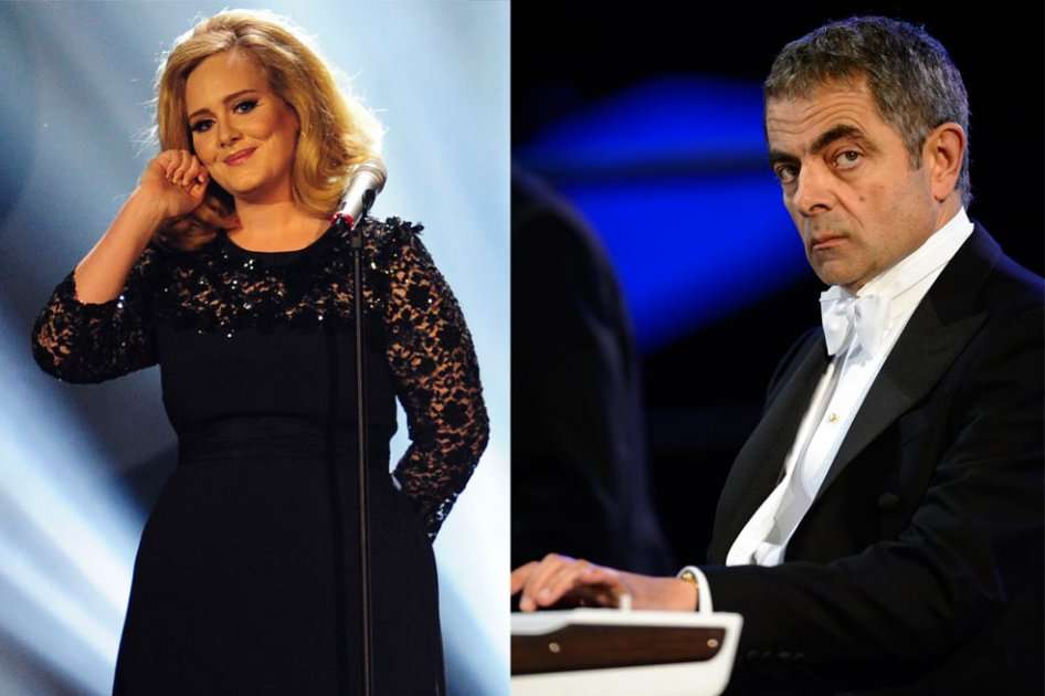 La cantante Adele y el actor Rowan Atkinson, mas conocido como "Mr Bean".