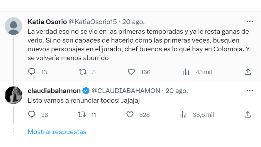 Claudia Bahamón y su enojo por críticas a ‘MasterChef Celebrity’: “Tengan empatía”