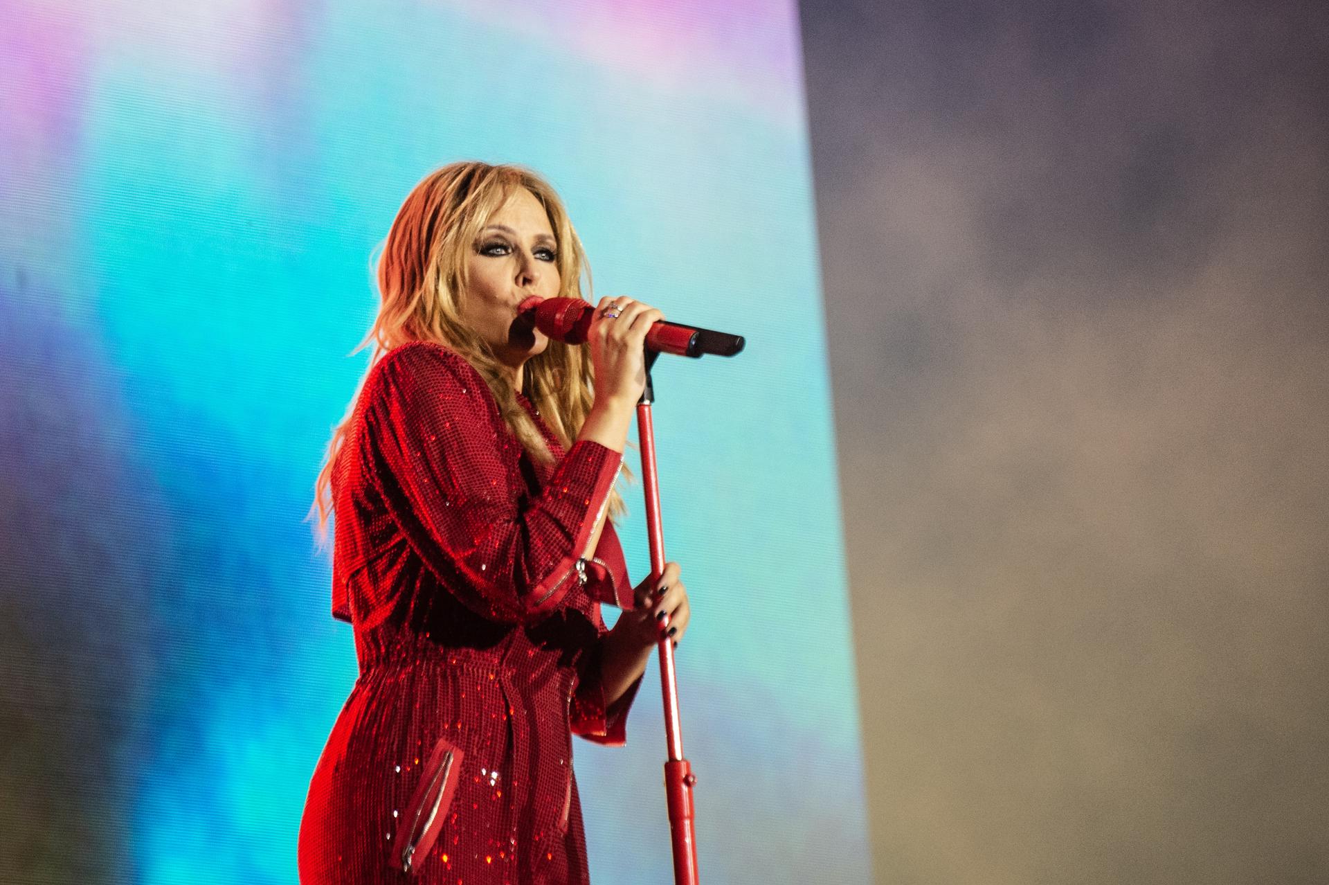 Odense (Denmark), 28/06/2025.- Kylie Minogue performs at the Tinderbox festival in Odense, Denmark, 27 June 2025 (issued 28 June 2025). The music event runs from 26 to 28 June 2025. (Dinamarca) EFE/EPA/HELLE ARENSBAK DENMARK OUT