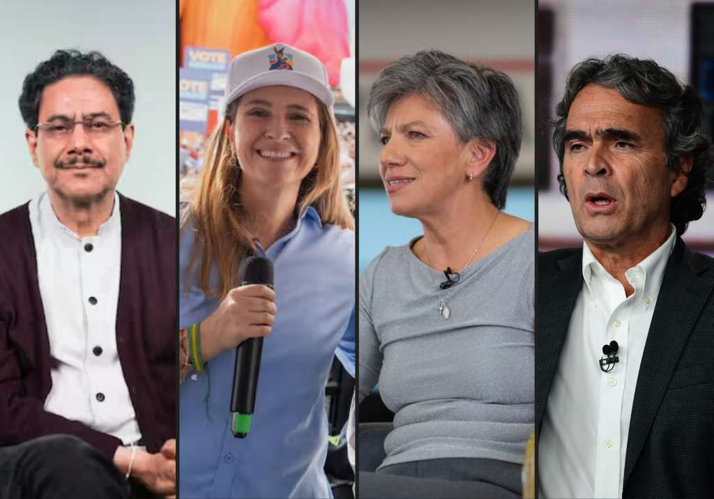 Candidatos: Iván Cepeda, Paloma Valencia, Claudia López y Sergio Fajardo.