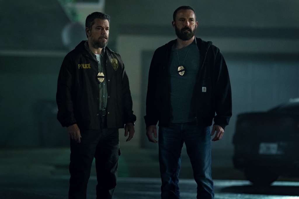 THE RIP. (L to R) Matt Damon as Lieutenant Dane Dumars and Ben Affleck as Det Sergeant J.D. Byrne in The Rip. Cr. Warrick Page/Netflix © 2025.