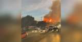 Incendio en la autopista Norte por explosión de generador eléctrico en Bogotá