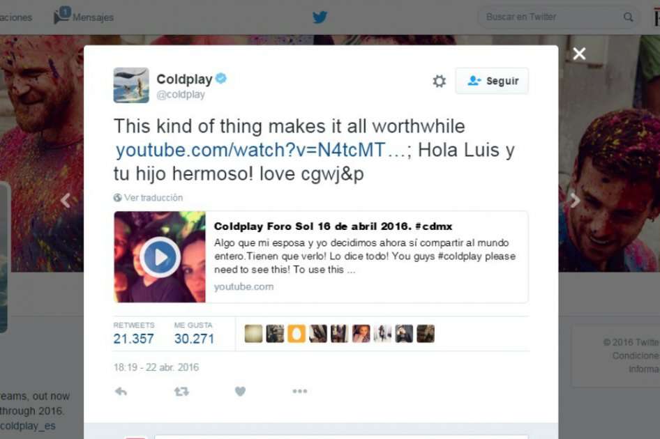 / Twitter: Coldplay