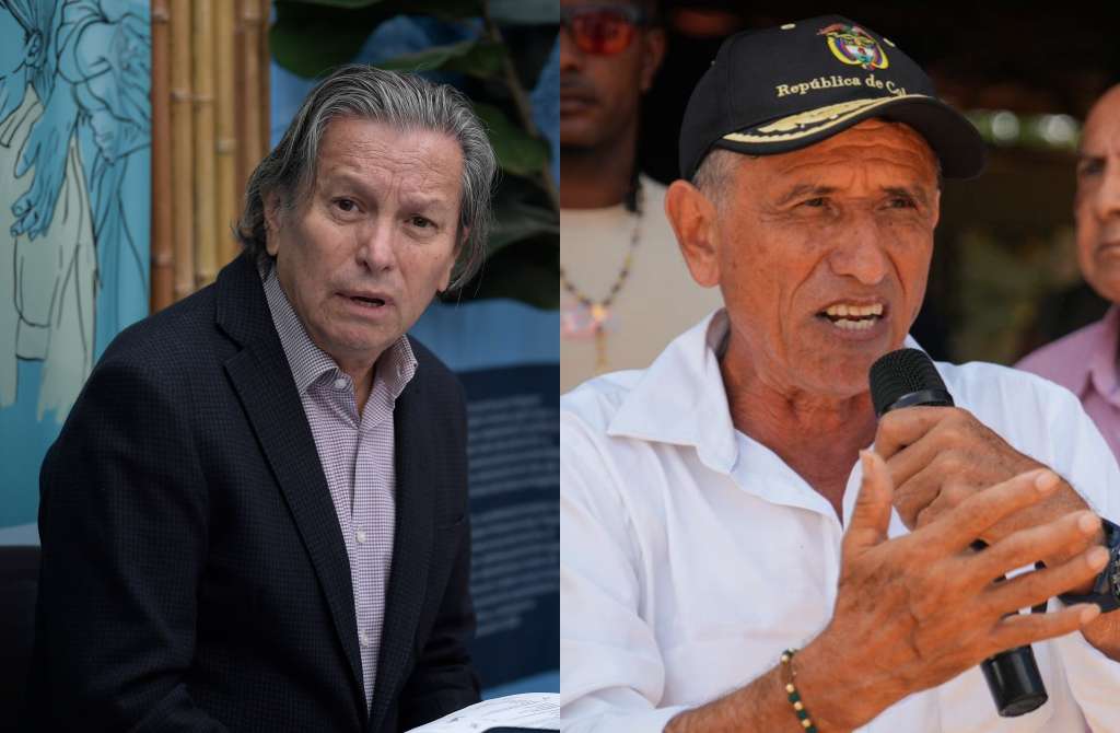 (D-I) Armando Novoa, jefe de la delegación de Gobierno en los diálogos con la Coordinadora Nacional Ejército Bolivariano; y Walter Mendoza, jefe delegado por esa disidencia.