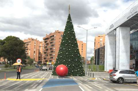 Despejan ciclorruta que había sido invadida por enorme árbol de Navidad en Bogotá
