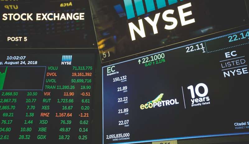 Ecopetrol celebró 10 años en la Bolsa de Nueva York en agosto pasado. Allí se cotiza en dólares y el viernes pasado cerró en US$24,78. / Bloomberg