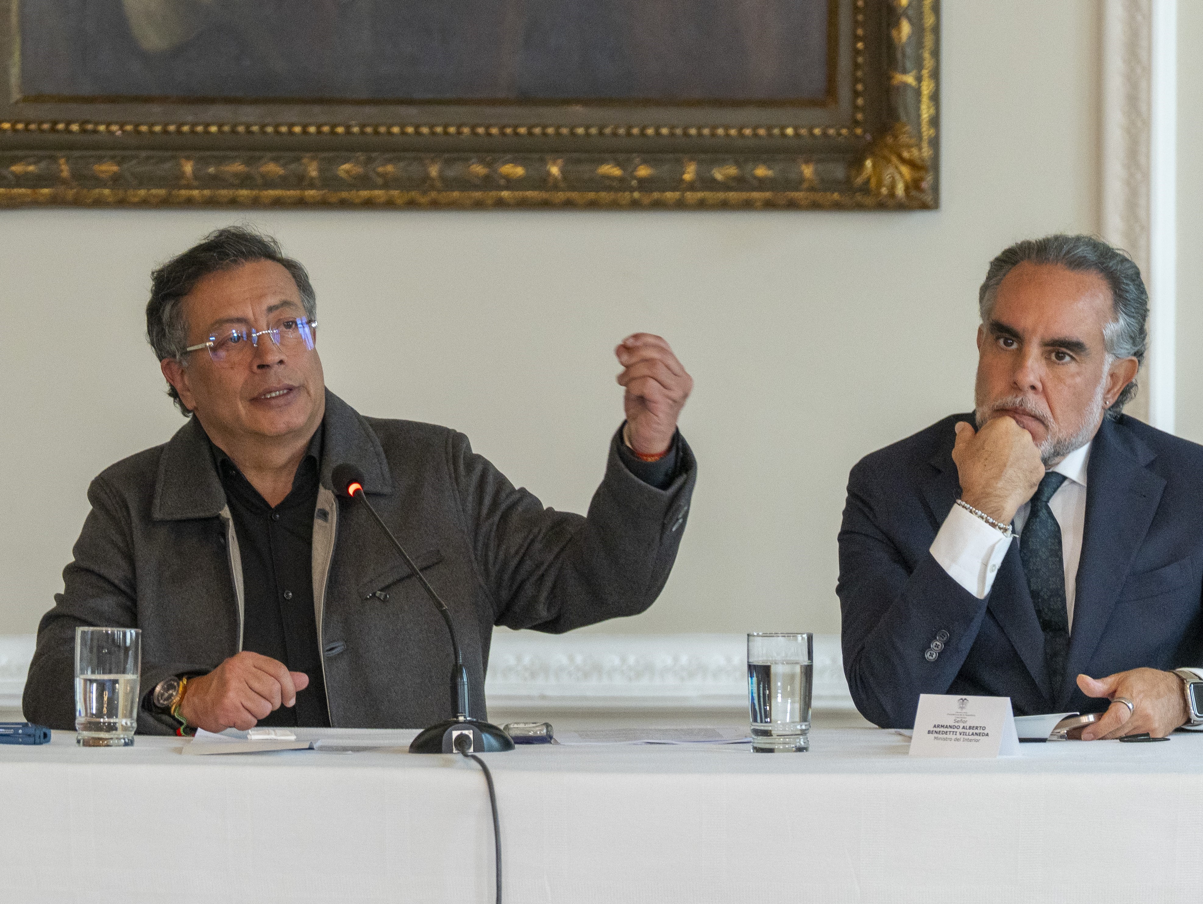 Presidente Gustavo Petro y ministro del Interior, Armando Benedetti.