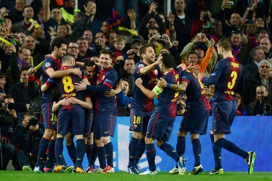 El equipo catalán fue contundente y muy superior al once italiano. / AFP