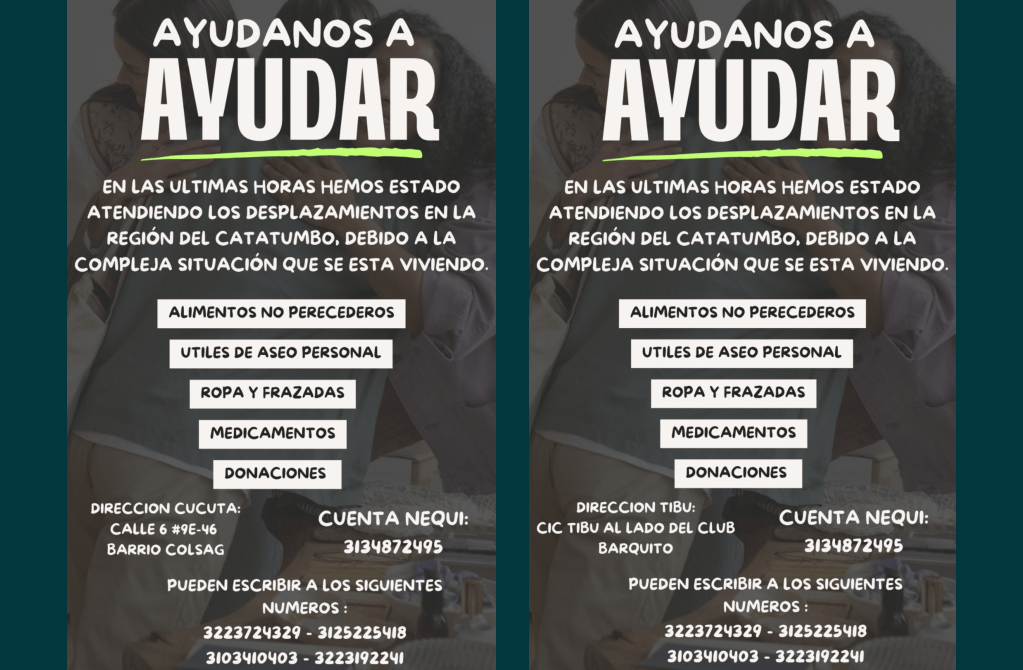 Ante la emergencia, las organizaciones sociales del Catatumbo han difundido mensajes a través de redes sociales y WhatsApp para recibir ayudas humanitarias y donaciones.