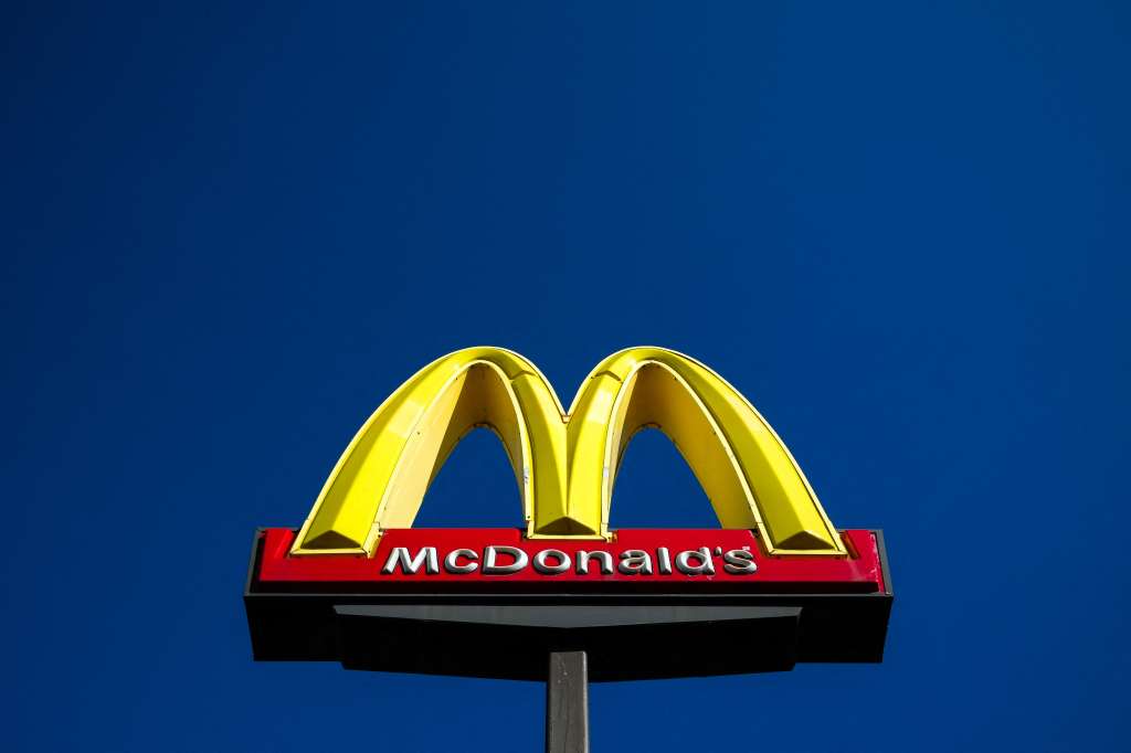 (FILES) The McDonald's logo is pictured in front of a store in Dearborn, Michigan, on October 17, 2024.