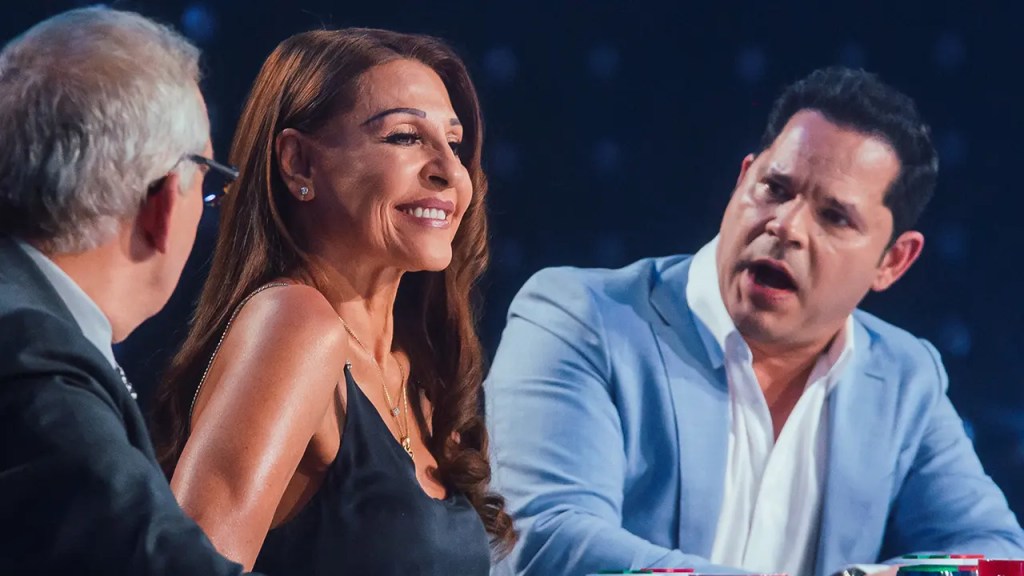 César Escola, Amparo Grisales y Rey Ruiz, jurados de la décima temporada de 'Yo me llamo' (2025), concurso musical de Caracol Televisión.