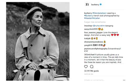 Glenda Jackson, de 81 años, nueva imagen de la casa Burberry